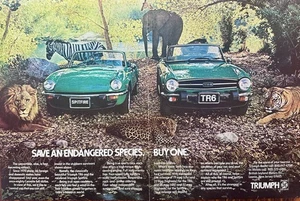 1976 @-Page Magazine Ad for Triumph Spitfire & TR6 - Jungle Setting Ad #A249-1-2 - Picture 1 of 1