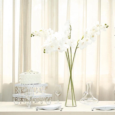 2 WHITE 40" tall Faux Silk Orchid Flowers Sprays Stems Wedding Home Decorations - Image 1 of 4