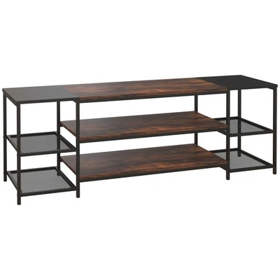 HOMCOM TV Unit Cabinet for TVs up to 60Inches with Shelves Brown and Black - Image 1 of 4