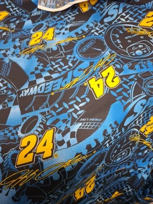 Nascar Fabric #24 Jeff Gordon, Spring Industries #7273, Blue, Yellow, 1.75 yard - Image 1 of 4