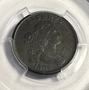 1806 Draped Bust Half Cent, Small 6, No Stems US Coin PCGS VF30 - Picture 1 of 9