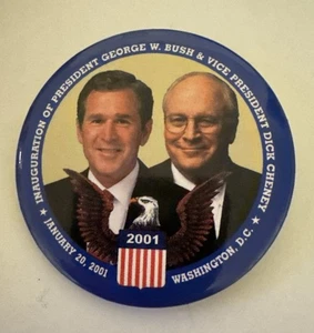 ERWEIHUNGSTAG 2001 PRÄSIDENT DEORGE W BUSH DICK CHENEY BUTTON KAMPAGNE ANSTECKNADEL  - Bild 1 von 2