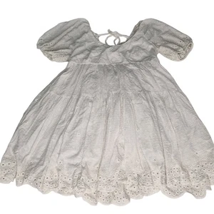 Steele Babydoll Mini Dress Size M White Cotton Voluminous Bohemian Beach EUC - Picture 1 of 8