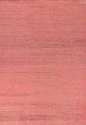 Room Size Oriental Area Rug 6x10 Pink Modern Handmade Solid Contemporary Carpet - Image 1 of 4