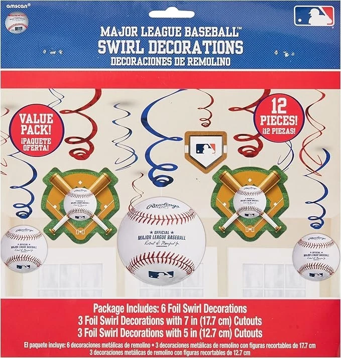 Decoraciones de remolino de fiesta de béisbol Rawlings - 5" y 7" (paquete de 12) Foto 1 de 1