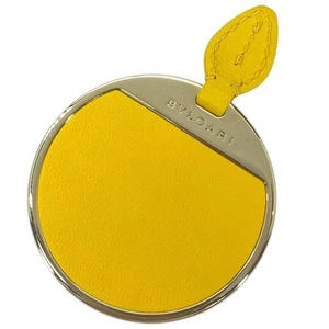 BVLGARI Serpenti Forever Mirror Compact Logo Leather GP Yellow - Picture 1 of 10