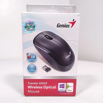Genius Wireless Optical Mouse Traveler 6000Z Black 1200 DPI with Instructions  - Image 1 of 4
