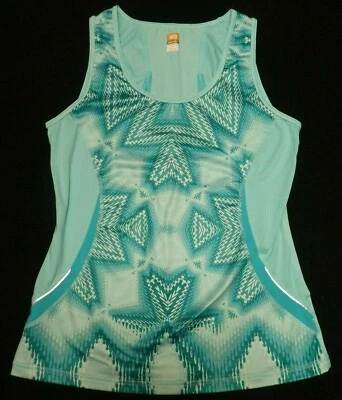 Camiseta sin mangas Lucy Tech para mujer estampado verde azulado/azul elástica talla M Foto 1 de 3