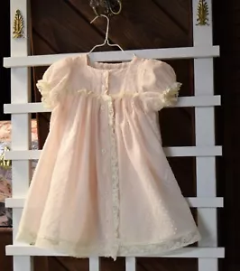 SALE Pink Swiss Dot Heirloom Dress sz 3 - Picture 1 of 4