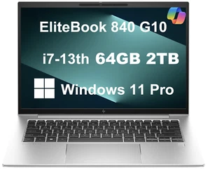New HP EliteBook840 i7-1365U 10Core 14"WUXGA 64GB DDR5 2TB SSD Smart Card WinPro - Picture 1 of 16