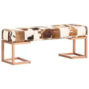 Retro Style Bench Real Goat Leather Hall Dining Living Room Elegant Seat Decor - Picture 1 of 11