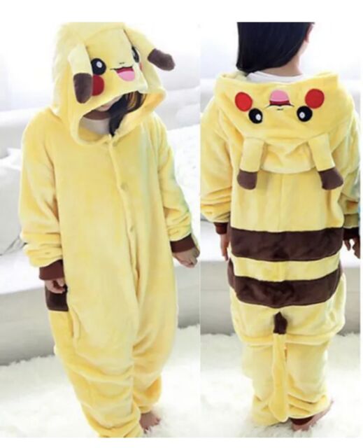 Pijama Fantasia Kigurumi Pikachu Macacão com Capuz Unissex