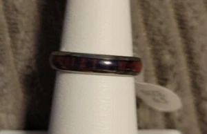 Three Keys Jewelry Purplish Brown Dyed Wood Silver Tungsten Wedding Bands 4mm - Picture 1 of 3