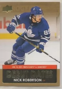 NICK ROBERTSON ~ 2021-22 Upper Deck DEBUT DATES GOLD #DD-15 ~ Maple Leafs ~ SP - Picture 1 of 2