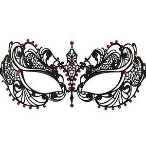NEW Signstek Black Venetian Luxury Style Metal Filigree Princess Masquerade Mask - Picture 1 of 2