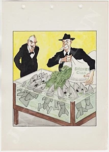 1963 USSR Boris EFIMOV "They Feed" Cold War ANTI-AMERICAN PROPAGANDA DRAWING - Picture 1 of 4