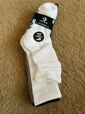CONVERSE Hecho para Mandriles 3 Pk Medio Cojín Cuarto Talla 4-10 Blanco Gris Negro Foto 1 de 4