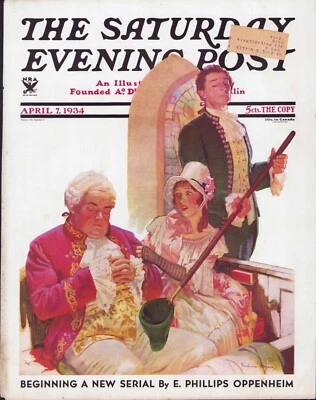 APR 7 1934 Asleep in Church During Offering SATURDAY EVENING POST COVER ONLY #2 - Image 1 of 3