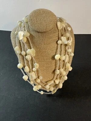 Collar Grueso Madreperla/Cuentas de Vidrio Firmado GRAZIANO Moda Multistrand Foto 1 de 4