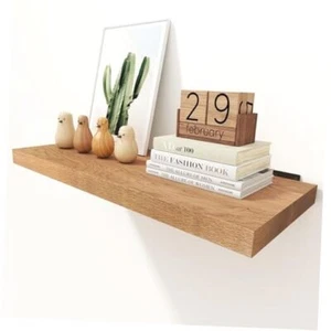 Solid Oak Floating Shelves, 24" Wide X 10" Deep Floating 24 in W x 10 in D - Picture 1 of 7