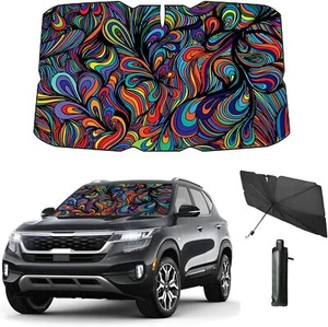 Car Sun Shade Umbrella - 100% Blackout UV & Heat Protection 57"x31 - Picture 1 of 6