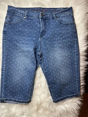 Liverpool Bermuda Azul Jean Shorts Mujer Talla 12/31 (14 Entrepierna) Lunares Foto 1 de 4