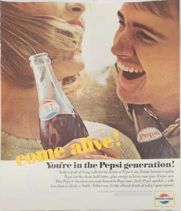 Pepsi and Diet Cola Soda 1964 anuncio vintage 13 x 10 tu en la generación - Imagen 1 de 1