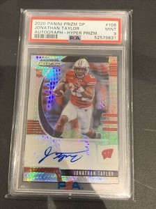 2020 Panini Prizm Draft Picks Jonathan Taylor RC Auto Hyper Prizm /75 PSA 9