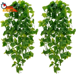 BLEUM CADE gefälschte Hängepflanzen, 2 Stück künstliche Hängepflanze, künstliche Pothos-Ranken - Bild 1 von 9