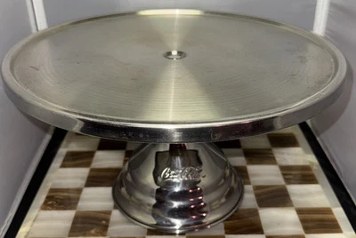 Soporte redondo para pasteles Coca Cola de acero inoxidable vintage sin cubierta Foto 1 de 4