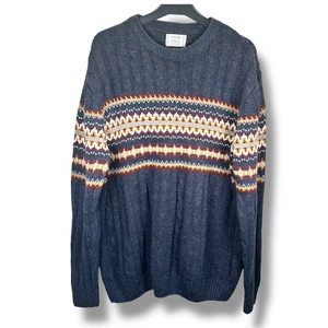 Fairisle Grobstrick Pullover Rundhals Large Vintage Style Geometrisches Muster - Bild 1 von 5