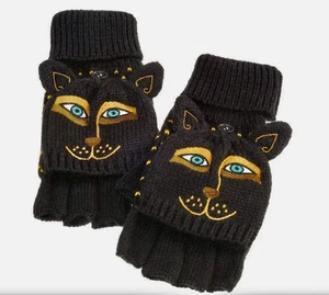 FELINE FLIP FÄUSTLINGE - SCHWARZ/GOLD Handschuhe fingerfrei one size - Bild 1 von 3