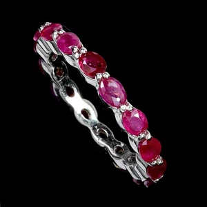 925 Sterling Silver Ring Oval Ruby 4x3mm Natural Gemstone Jewelry Size 7 - Picture 1 of 14