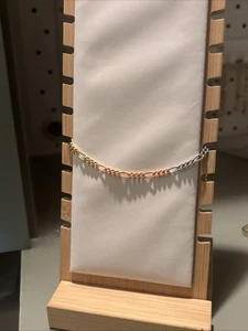 Tri Color Textured Link Bracelet 18k Gold Plated - Picture 1 of 3