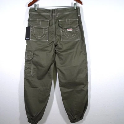 True Religion Baggy Cargo Jogger Pants Women's Size 28x29 Green Pockets - Imagem 1 de 4