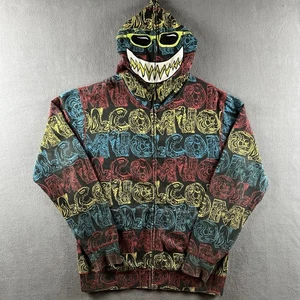 Vintage Volcom Hoodie Mens XL Full Zip Face Monster Mask Graffiti AOP Zip Y2K - Picture 1 of 19