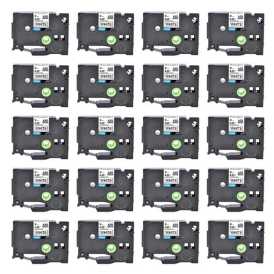 20PK 0.35" Black on White Label Tape For Brother TZ-221 P-Touch PT-2730 PT-D600 - Image 1 of 4