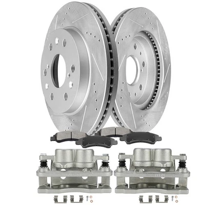 Front L+R (8) For 2008-20 Cadillac Escalade ESV Brake Calipers & Rotors & Pads - Image 1 of 4