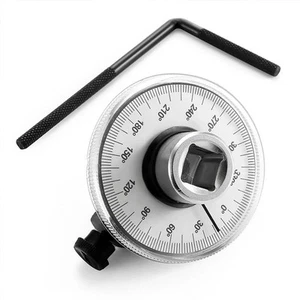 1/2 Inch Torque Wrench Angle Gauge Tool, 360° Adjustable 1/2" Drive Silver  - Picture 1 of 6