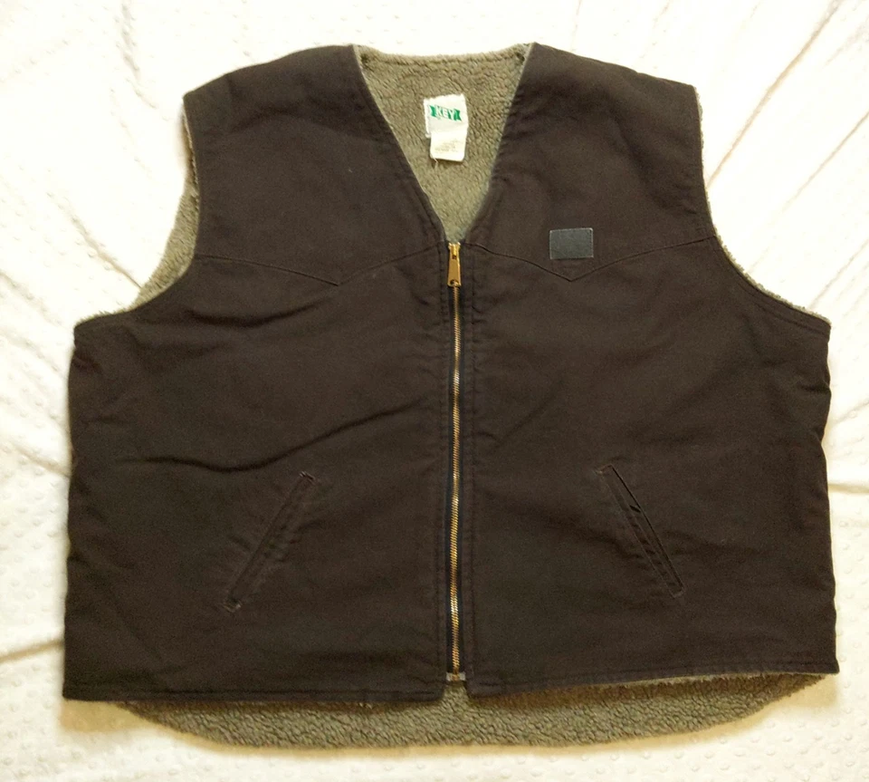 Chaleco De Colección Llave Para Hombres 3XL Marrón Oscuro Ropa de Trabajo Sherpa Forrado Pato Lona Cálido Seco Foto 1 de 4