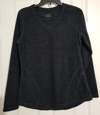 Tek Gear Women Medium Charcoal Gray Pullover V Neck Activewear Fleece Long Sleev - Image 1 of 4