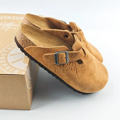 Birkenstock Boston X Stussy Suede Footbed Clog Caramel Women's and Men's Shoes - Image 1 of 4