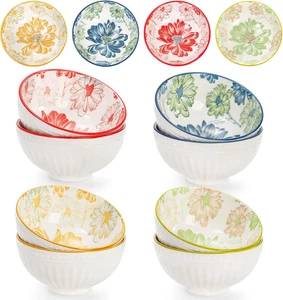 12er Pack Kleine Keramik Schüsseln 10 Unzen Bunt Dessert Kleine Schüssel Set für Reissuppe - Bild 1 von 8