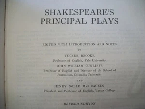 Shakespeare's Principal Plays (Brooke, Cunliffe, MacCracken, 1927 HC) No DJ - Picture 1 of 12