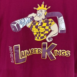 Camiseta de Hockey Saginaw Lumber Kings Vintage Firmada Grande Puntada Única Roja - Imagen 1 de 18