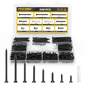 Wood Screws Assortment Kit, 240 PCS High Hardness Flat Head Wood Screws Set, Ph - Picture 1 of 12