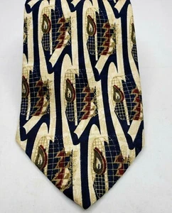 Corbata XMI para hombre 100 % seda beige negra hecha a mano - Imagen 1 de 6