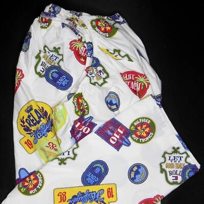 2 Pc Tommy Hilfiger Twin Set Flat Fitted Sheets Surfing Labels Beach Tropical - Image 1 of 4