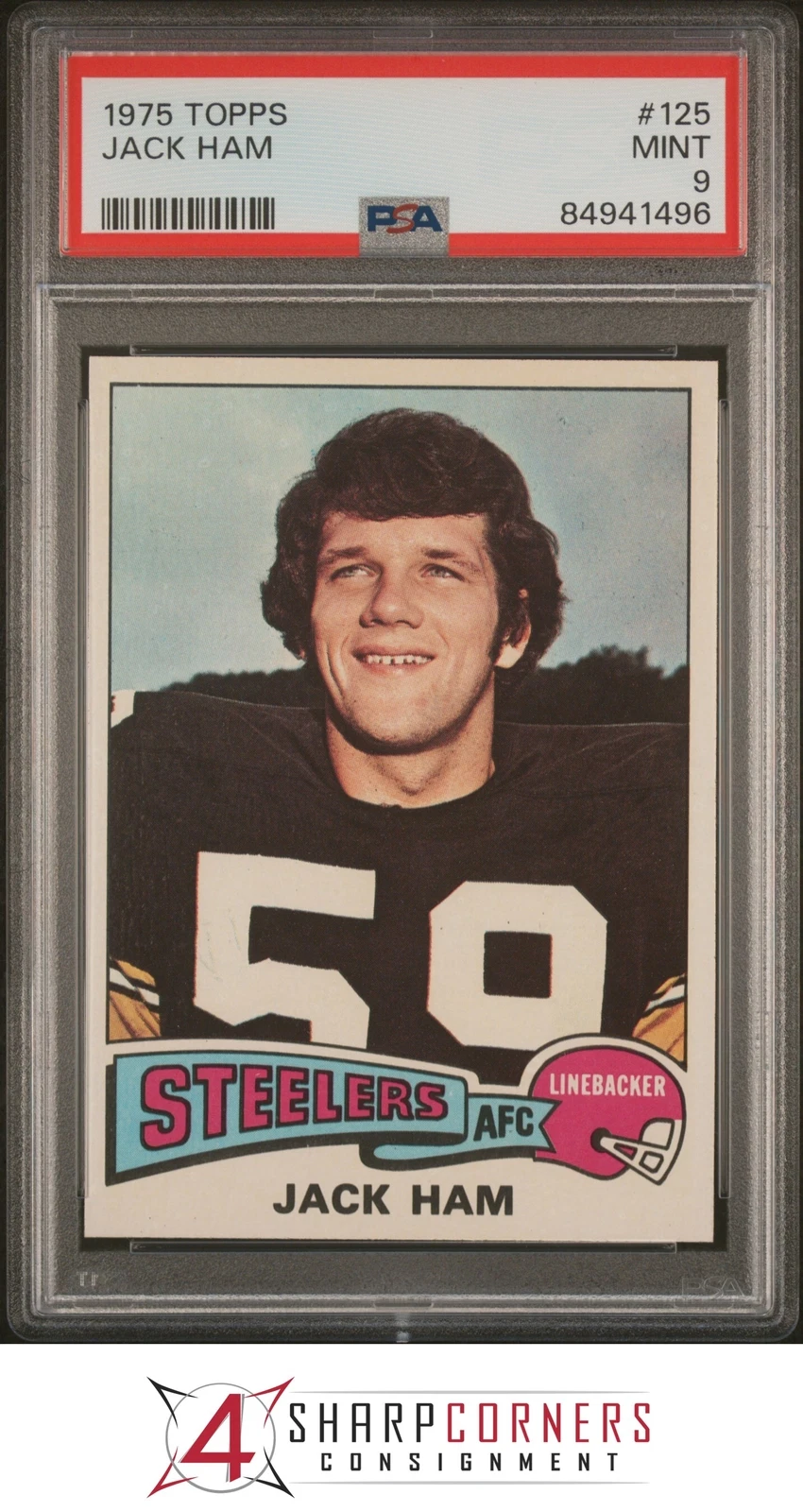 1975 TOPPS #125 JACK HAM STEELERS HOF PSA 9