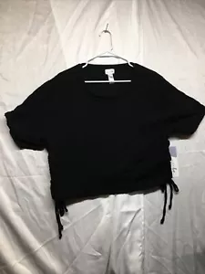 Woven Crinkle BXY Top Black BTY 3X Plus Womens NWT - Picture 1 of 16